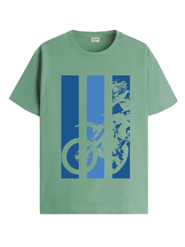 ADRO Men's Bike Rider Printed Cotton T-Shirt (RN23-M-BIK-PT_Pista_XL)