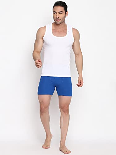 Rupa Frontline Colors Mens Round Neck Derby Vest White|Pure Cotton with Super Stretchable Finish|Comfort Fit |Pack of 1
