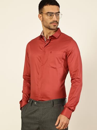 Thomas Scott 100% Cotton Long Sleeve Solid Formal Shirts for Mens Peach