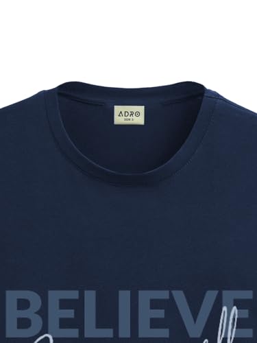 ADRO Men's Solid Regular Fit T-Shirt (RN24-INV-NB_Navy Blue