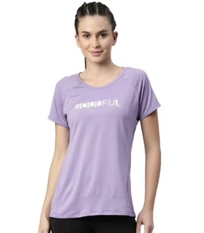 Enamor Athleisure Womens Polyester Relaxed Fit Long Length Raglan Sleeves Scoop Neck Quick Dry 4 Way Stretch Antimicrobial Grap
