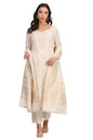 Aurelia WomenS Solid Bead Embellished Flared Off White Kurta, Palazzo And Dupatta Set (Size: L)-Ad15574-705518