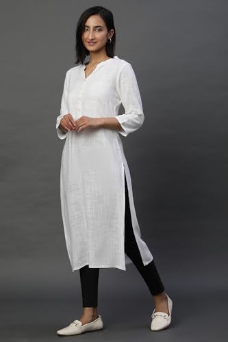 Aurelia WomenS Rayon Regular Kurta (24Fea15023-606392_White
