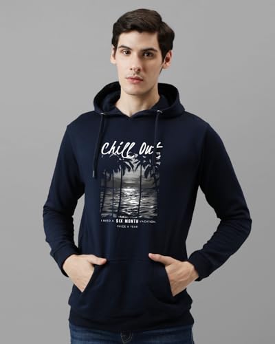 ADRO Men's Hoodies | Printed Cotton Hoodie | Navy Blue | Size 30 | Model H24-CHILL-NB