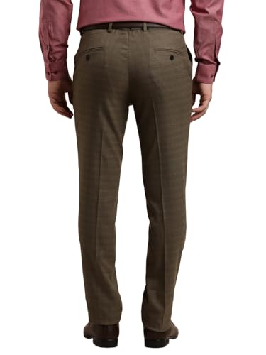 Turtle Men Poly Viscose Stretch Slim Fit Brown Formal Trouser