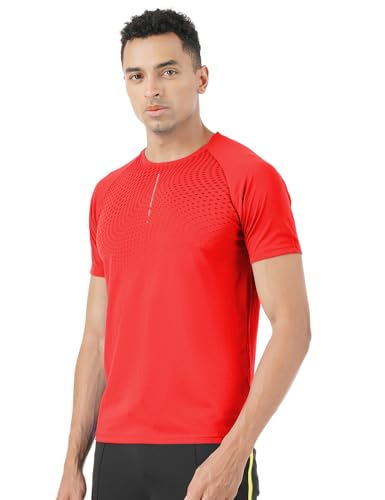 PUMPD Mens Solid Regular Fit T-Shirt (PUMSS23MTS-031_Red Blaze