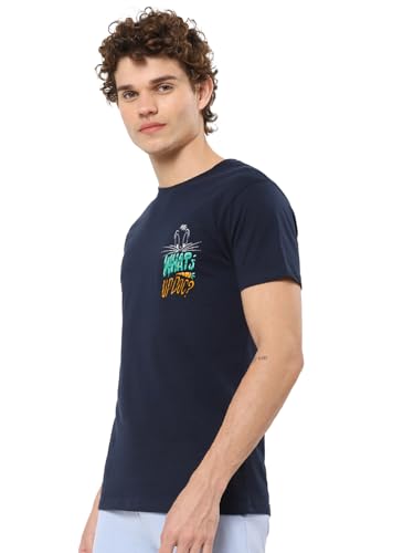 Bewakoof Official Looney Tunes Merchandise Mens Graphic Printed Regular Fit T-Shirt_625240_Blue_L
