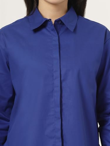 Style Quotient Women Blue Oversized Shirt