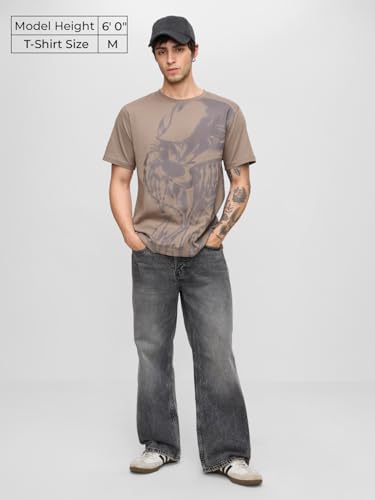 The Souled Store Looney Tunes: Taz Men and Boys Short Sleeves Round Neck Brown Graphic Printed Regular Fit Cotton T-Shirts