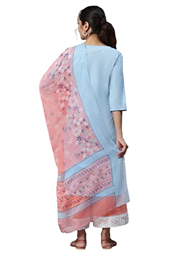 Aurelia Women's Straight Kurta, Peach Culottes And Dupatta Set