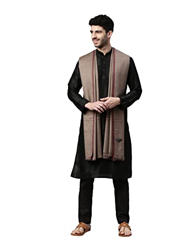Pashmoda Men Farhat Woven Design Shawl (Size 123X266 Cms, Black Color)