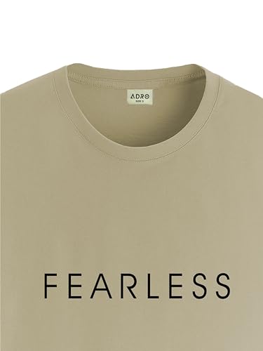 ADRO Men's Solid Regular Fit T-Shirt (RN24-FRL-BE_Beige
