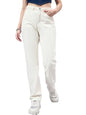 Style Quotient Women Relaxed Fit High Rise Cotton Jeans Off White