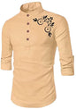 Deelmo MenS Cotton Blend Floral Print Casual Kurta Shirt