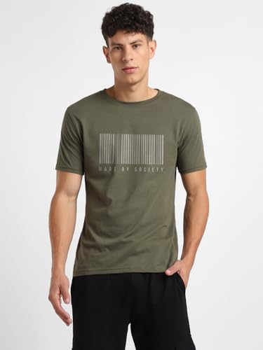 Nobero MenS Regular Fit T-Shirt (1M-Twts-C0812-Og_Olive Green