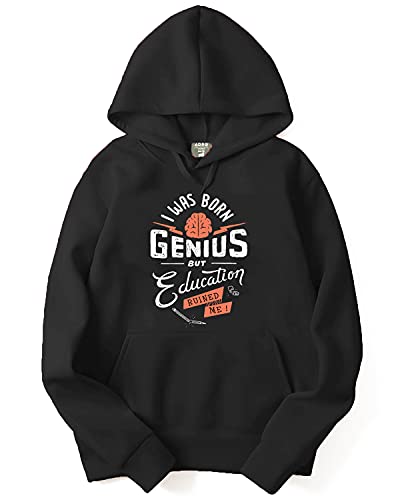 ADRO Men's Cotton Neck Hooded Sweatshirt (H21-M-EDU-BL_Black_XL)