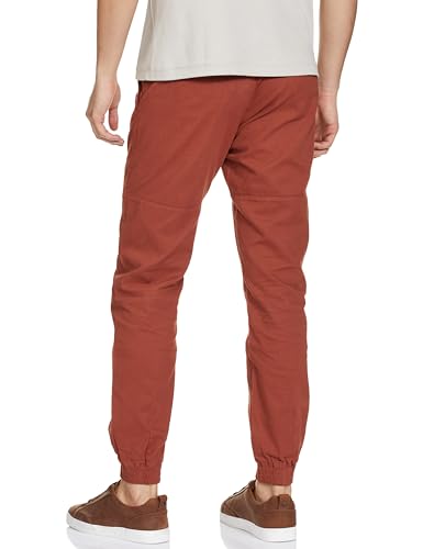 The Indian Garage Co Men Slim Fit Solid Mid-Rise Biker Joggers Rust