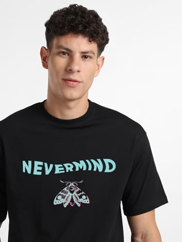Nobero MenS Solid Oversized Fit T-Shirt (1M-Twrt-C0687_Black