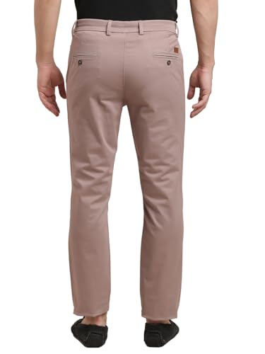 Turtle Men Cotton Stretch Light Mauve Solid Ultra Slim Fit Casual Trouser