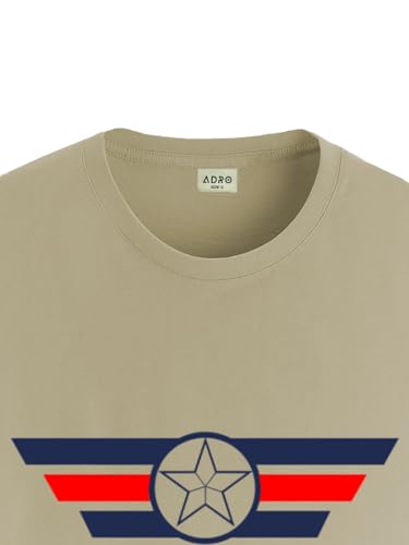 ADRO Men's Solid Regular Fit T-Shirt (RN24-CAP-BE_Beige