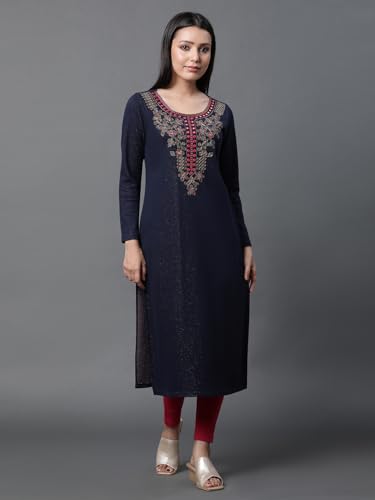 Aurelia Women's Polycotton Regular Fit Solid Kurta