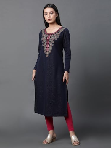 Aurelia Women's Polycotton Regular Fit Solid Kurta