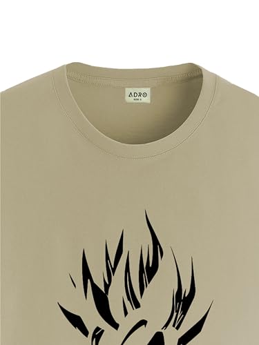 ADRO Men's Solid Regular Fit T-Shirt (RN24-GOK-BE_Beige