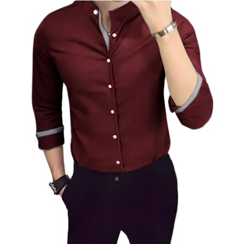 Tee Projekt Mens Shirt Solid Cotton Long Sleeve Button Down Beach l Office l Home (Pack of 1)