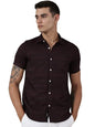 Thomas Scott Short Sleeve Embroderied Casual Shirt for Men Wine
