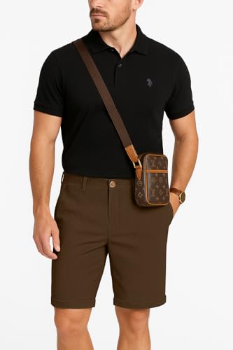 Greciilooks Casual Men Shorts | Rich Regular Fit Solid Short With Side Pockets | Relaxed Fit Half Pants | Mid Rise Waist Coffee