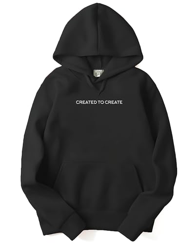 ADRO Mens Printed Hoodies in Premium Cotton Fleece 340 GSM (H23-M-CRE-BL_Black_XL)