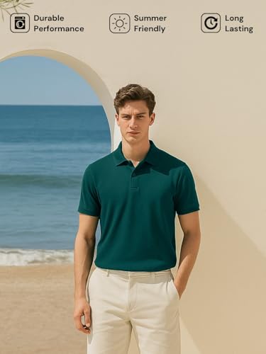 Nobero MenS Solid Regular Fit Polo Shirt (1M-Twpo-R0002-Bl_Rainforest