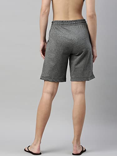 Enamor Essentials Womens Mid Rise Relaxed Fit 100% Cotton Knee Length Shorts Bermuda with Elasticated Waistband and Pockets - E0