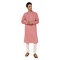Fabindia MenS Cotton Embroidered Slim Fit Kurta (1028144Red_Pink