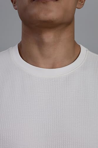 FYLTR Mens Solid Fit Oversized T-Shirt (FYLSS25MTS-303_Vanilla Bean