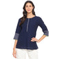 Fabindia Women Cotton Woven Short Kurta Blue_S