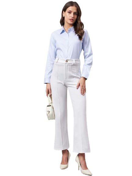 Style Quotient Women Micro Ditys Self Design Blue and White Polycotton Formal Shirt