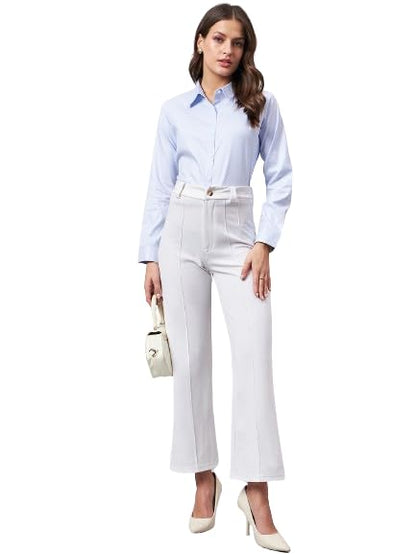 Style Quotient Women Micro Ditys Self Design Blue and White Polycotton Formal Shirt