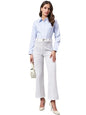 Style Quotient Women Micro Ditys Self Design Blue and White Polycotton Formal Shirt