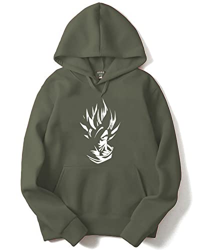 ADRO Men's Cotton Neck Hooded Sweatshirt (H21-M-GOK-OL_Olive_XL)
