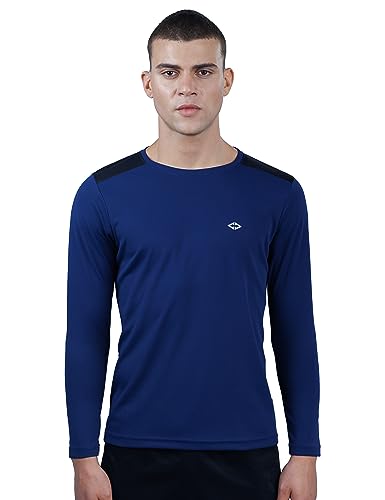 REVOLT Solid Slim Fit Men's Soft & Comfortable Round Neck T-Shirt-Full Sleeve, Logo Branding (Midnight Navy, XL) (REVSS23-TEE-00
