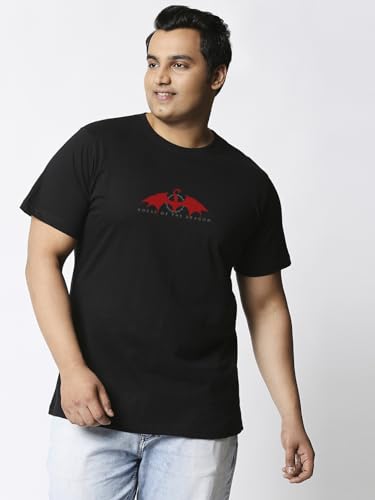 Bewakoof Official House of The Dragon Merchandise Mens Graphic Print Regular Fit Half Sleeve Round Neck Cotton Plus Size T-Shir