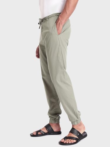 Bewakoof Mens Solid Regular Fit Cotton Joggers Green