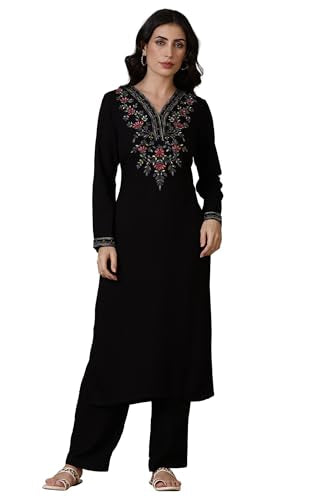 Aurelia Red Solid Acrylic Straight Kurta & Palazzo for Women