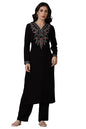 Aurelia Red Solid Acrylic Straight Kurta & Palazzo for Women