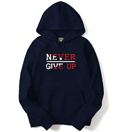ADRO Never Give Up Design Printed Hoodies/Sweatshirts for Men & Women (H20-M-NGU-NB_Navy_XL)