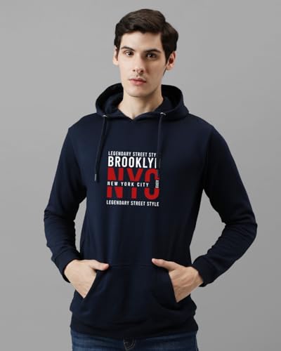 ADRO Men's Printed Hoodie, Sky Blue, Size 16.5, Model H24-NYC-SK, Cotton Blend