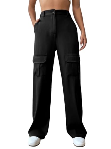 Leriya Fashion Women Cargo Pant | Woman Trousers | Womens HIGH-Waisted Pant | Women Trousers Pants Black