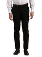 Turtle Men Black Slim Fit Solid Flat Front 4 Way Stretch Formal Trouser