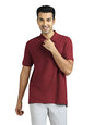 XYXX Mens Cotton Solid Relaxed Fit T-Shirt (XY_CR14_Polo Tshirt_1_Bold Burgundy